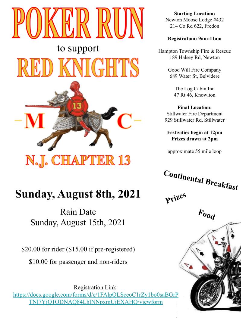 NJ Red Knights Poker Run Red Knight Poker Run - NJ Red Knights Poker Run