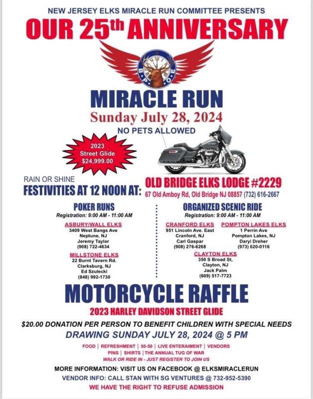 New Jersey Elks 25th Anniversary Miracle Run » Laws 4 Hogs